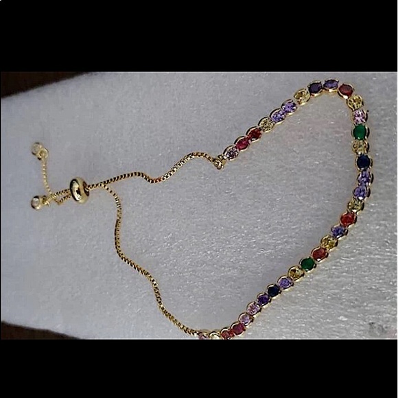 Gold Multicolor Gemstone Bracelet - Picture 4 of 5